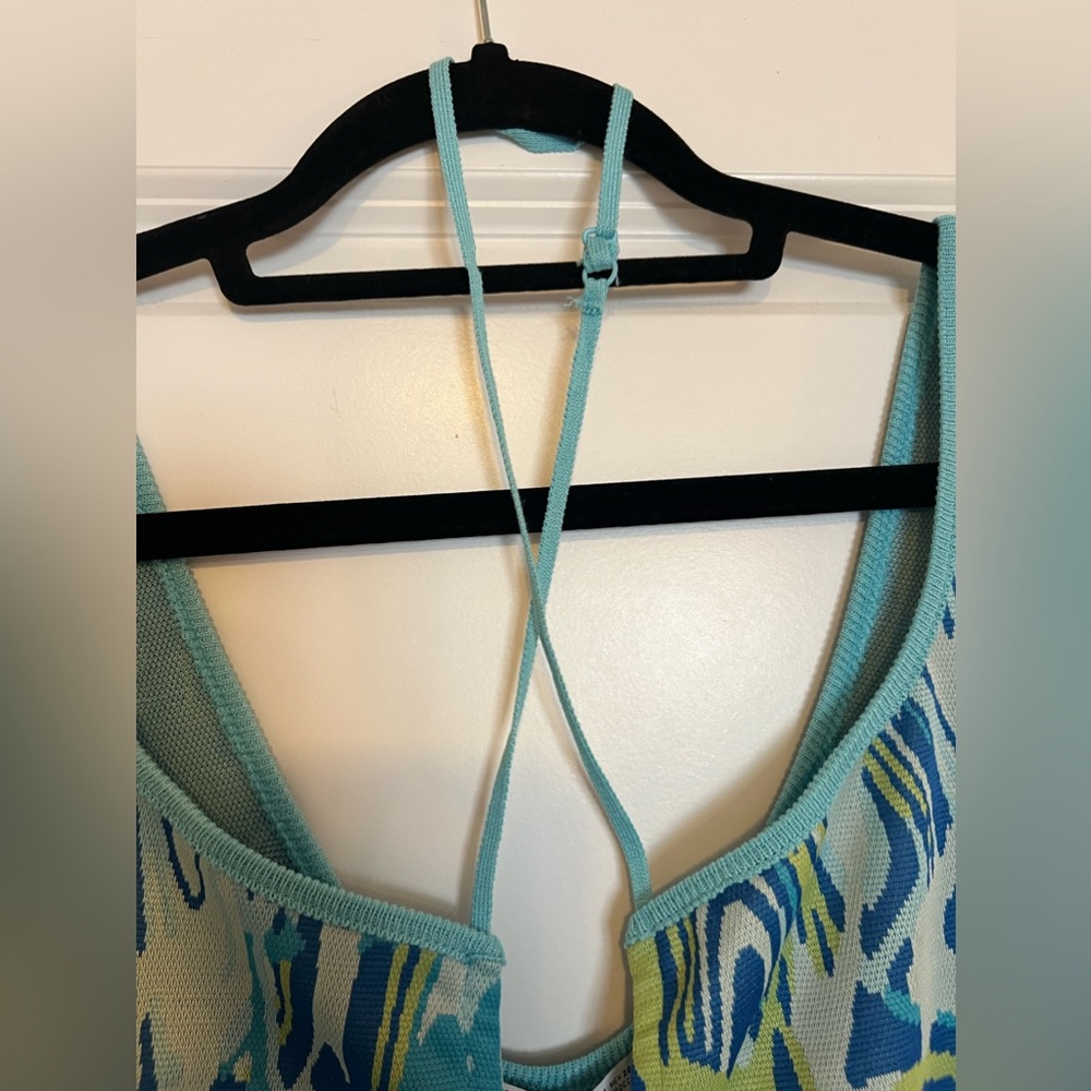 Zara Light Blue Print Cut out Jacquard Midi Size M - Picture 13 of 14